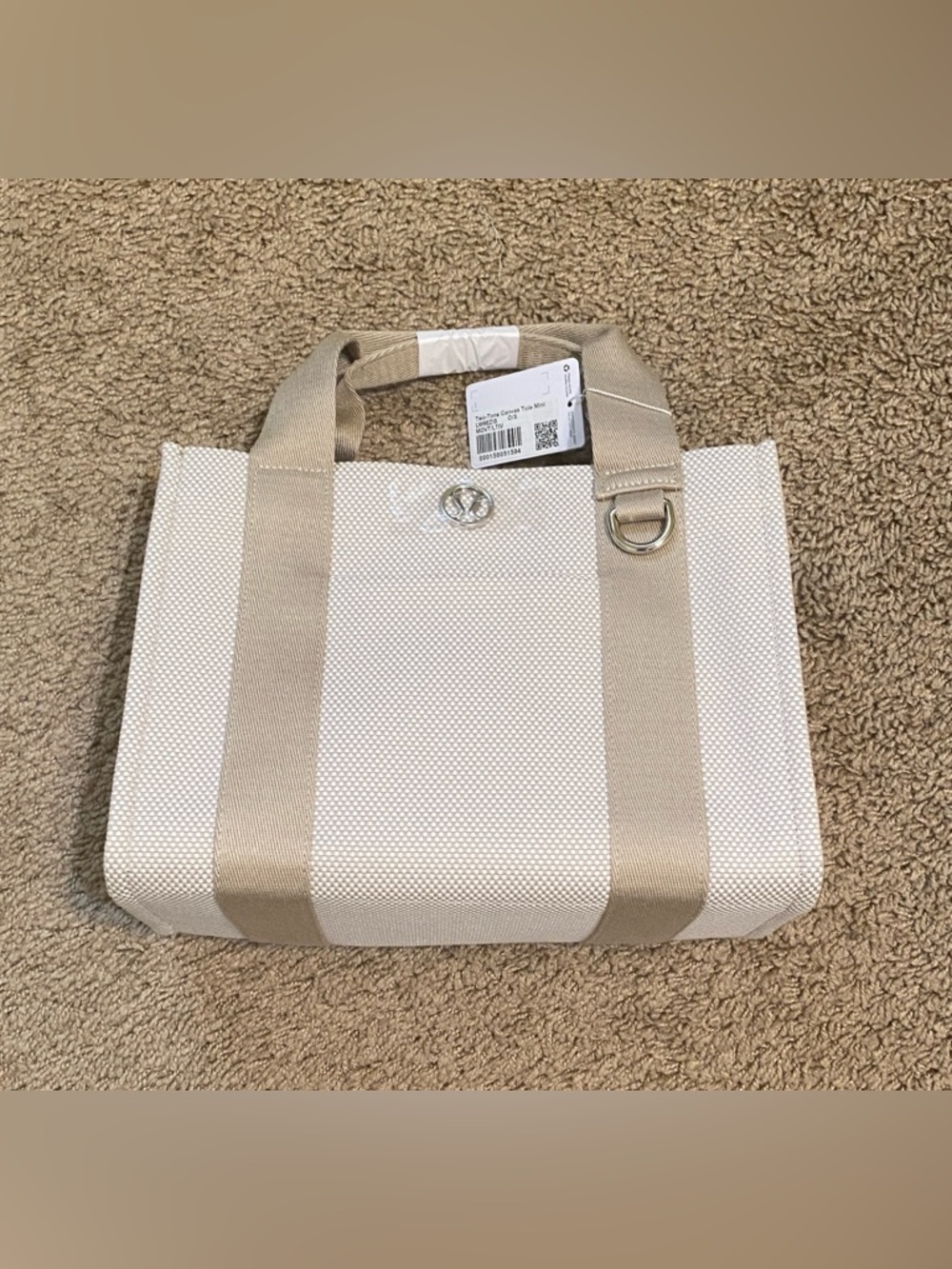 NWT Lululemon Mini Canvas Tote Bag Two-Tone 4.5L Mojave Tan/Ivory